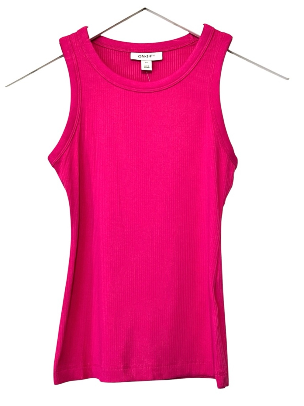 On 34th Ribbed Tank Top, Sleeveless, Crewneck,‎ Stretch, Color Pink, Sz. XS
